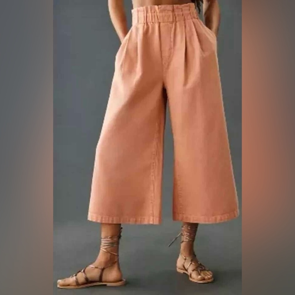 Anthropologie Pilcro Coral Tan Wide Leg Crop Jeans XS
